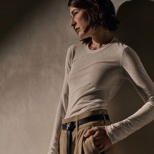 James Perse Sheer Slub Long Sleeve Crew, EUC